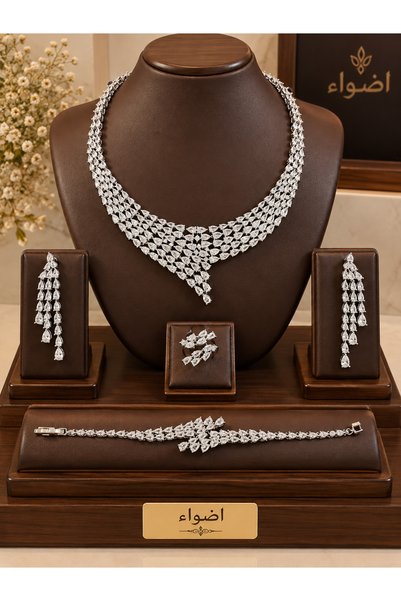 ABAS طقم اكسسوارات زركون دقه الأماس بتصميم انيق وعصري