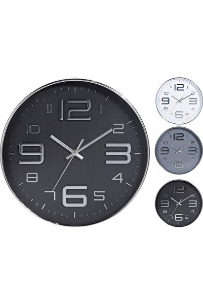 H&S Ceas de perete decorativ pentru living, rotund, 30 cm, argintiu