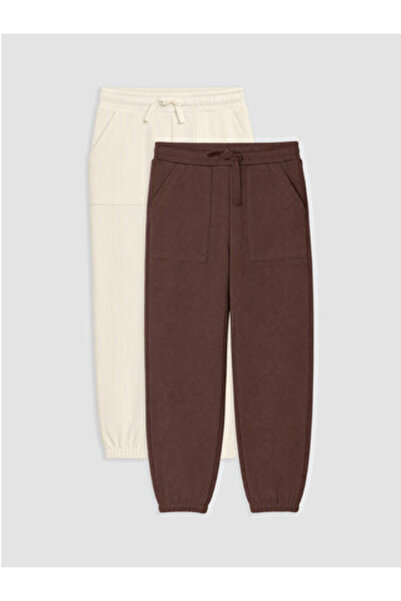 LC Waikiki Brown Elastic Waist Boys' Jogger Sweatpants, Pack of 2