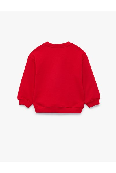 Koton Pamuklu Bisiklet Yaka Uzun Kollu Baskılı Sweatshirt