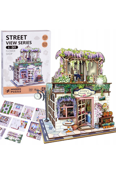 Jokomisiada Puzzle din lemn seria 3D magazin de flori 243e iluminat 590525854...