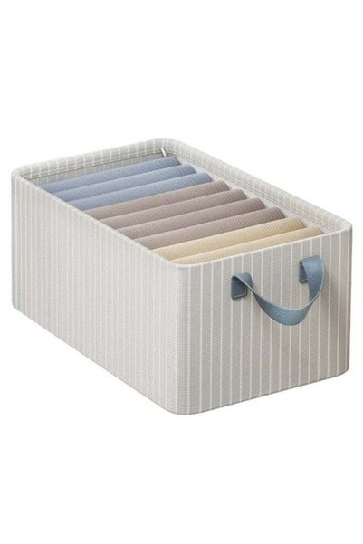 Generic White Stripe Large Capacity Storage Box With Steel Frame, Handy Carry...