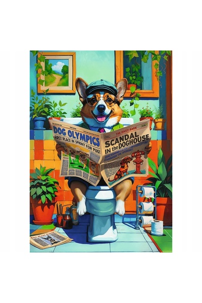 Trefl PUZZLE 1000 PREMIUM CORGI PE TOALETĂ 12140