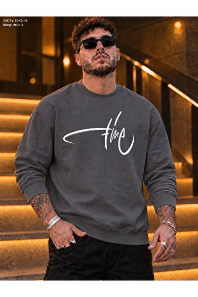 caddekombin Men's White Time Signature Printed Crew Neck Casual Regular Fit S...