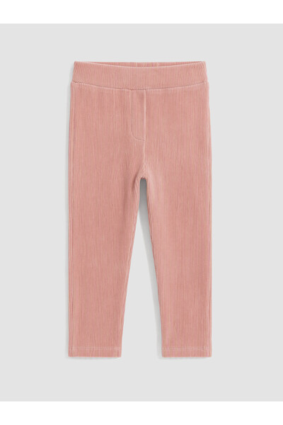 LC Waikiki Nevavm Farkıyla Lcw Kids Pink Velvet Plain Narrow & Slim Elastic W...