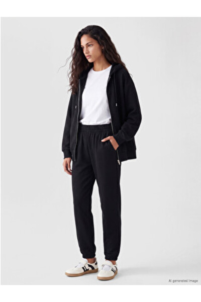 LC Waikiki Black Elastic Waist Women's Jogger Sweatpants