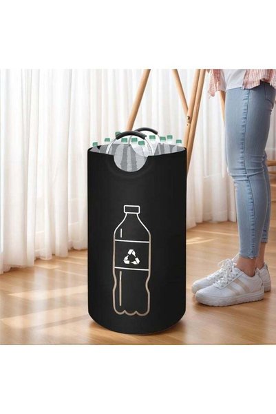 Generic Extra Large Capacity Folding Recycling Bin for Home - Cylindrical No-...