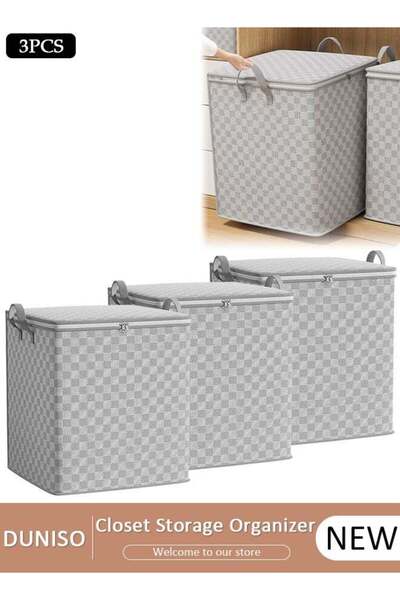 Generic 3PCS Foldable Closet Storage Box Washable Closet Storage Organizer Wa...