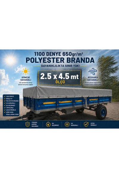 4.5x2.5mt 650gr KALIN BRANDA-GENEL KULLANIM-TRAKTÖR-KAMYONET-ÇADIR BRANDASI