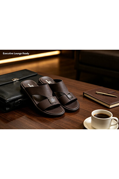 Huanhuan Shoe Men's cross strap slippers premium faux leather platform sandal...