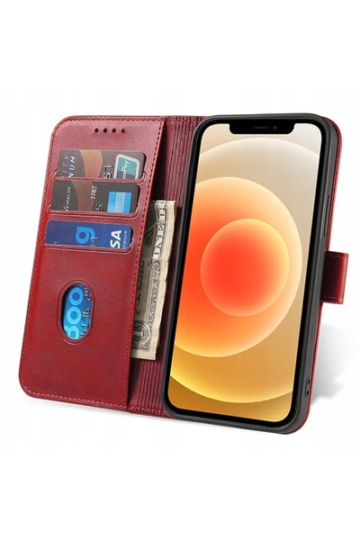 NO BRAND Husă tip portofel roșie pentru Samsung M55 MARV