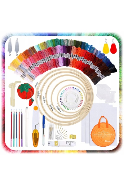 NO BRAND SET GROS DE BRODERIE DIY, ACURI, Ață de brodat, 100 de piese, în cutie