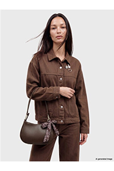 LC Waikiki Leather Look Women's Shoulder Bag with Brown Scarf Accessory