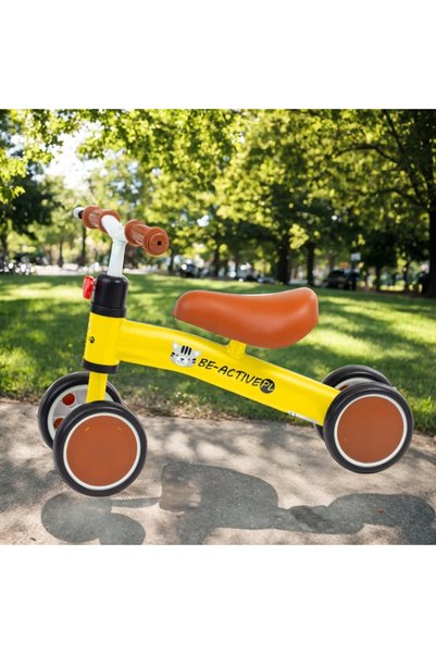 NO BRAND Bicicletă de echilibru pentru copii, galbenă, cu 4 roți, cadou de 1 ...