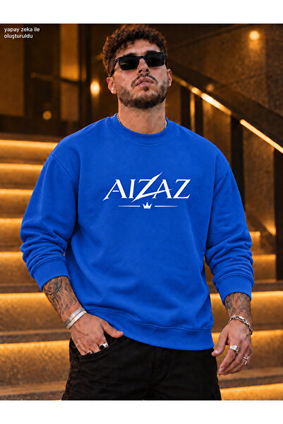 caddekombin Men's Aizaz Crown and Lightning Printed Crew Neck Casual Regular ...