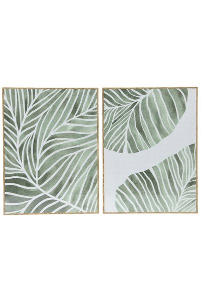 KaemingK Tablou pe pânză în tonuri de verde cu ramă maro din MDF 30x40cm