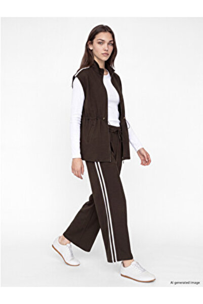 LC Waikiki Brown Soft Touch Women's Sweatpants with Stripes on the Sides