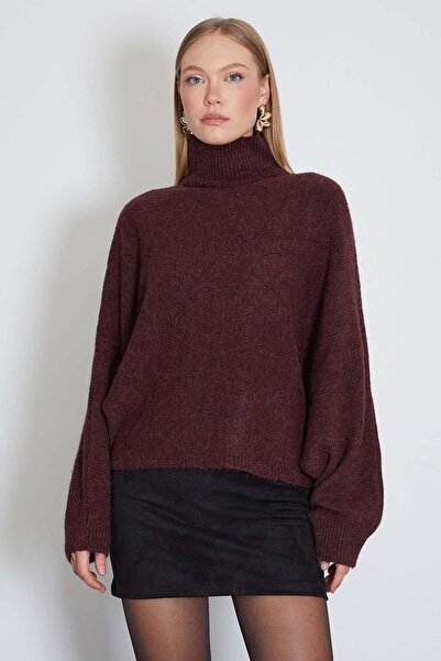 Fulla Moda Bat Sleeve Turtleneck Casual Knitwear Sweater