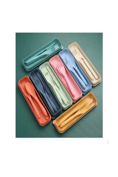 Generic 8 Colors Reusable Portable Wheat Straw Cutlery, Travel Utensils Flatw...