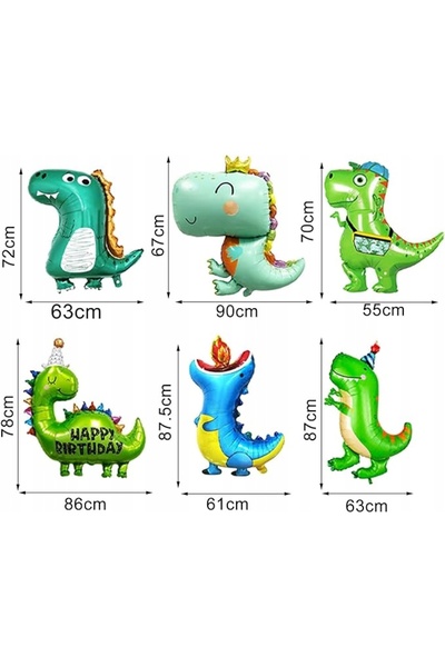 NO BRAND 6 baloane mari din folie în formă de dinozaur pentru petreceri anive...