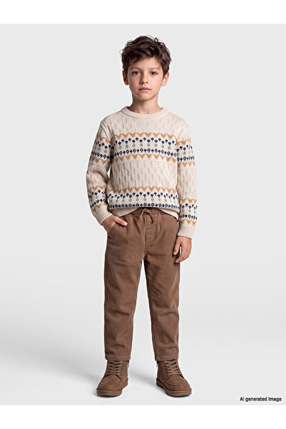 LC Waikiki Vizyon New Season Brown Boys' Velvet Trousers
