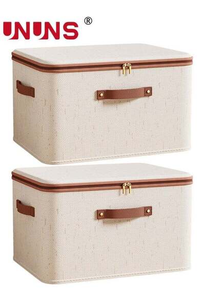 Generic 2PCS Fabric Storage Box with Lid,Clothes Storage Bins with Two Zipper...