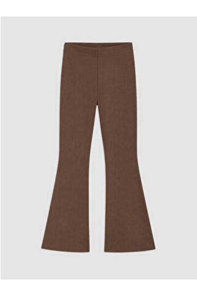 LC Waikiki Brown Girls' Ribbed Spanish Leggings
