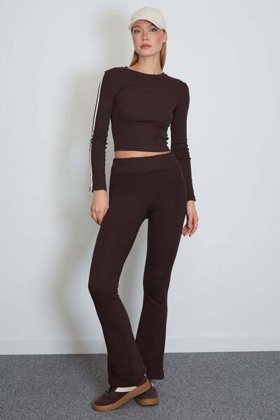Fulla Moda 3 Threaded Non-Threaded Elastic Waist Flare Leggings