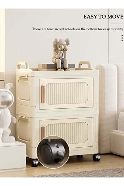 Generic 2 Layers Folding Storage Box with Lids, Plastic Stackable Storage Box...