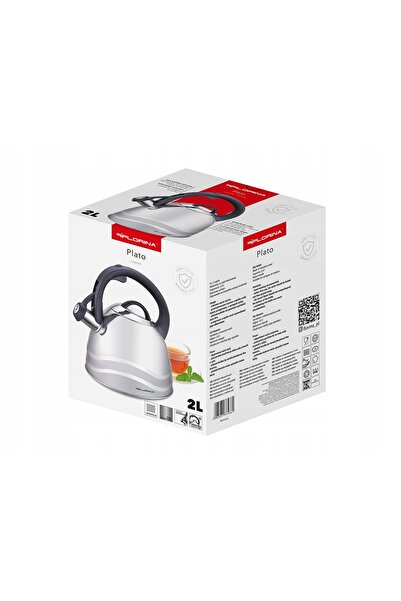 FLORINA Fierbător de oțel Plato 2L cu fluier, mâner din nailon, tradițional