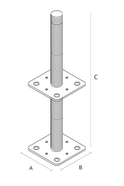 Mark Bază reglabilă pentru stâlp, tijă M24*250MM, 80*80MM - LBS PSR1