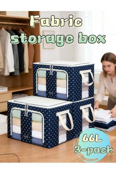 Generic Fabric Storage Box 66L Large Capacity Foldable Closet Organizer – 3-P...