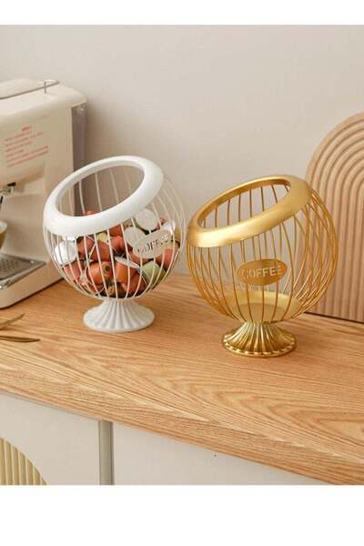 Generic Golden Mesh Storage Basket - Coffee Capsule Organizer, Fruit Candy Ho...