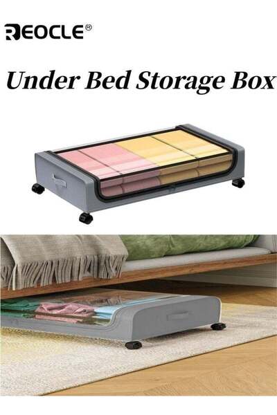 Generic Under Bed Storage Box with Curved Bottom and Wheel Design Fabric Cove...