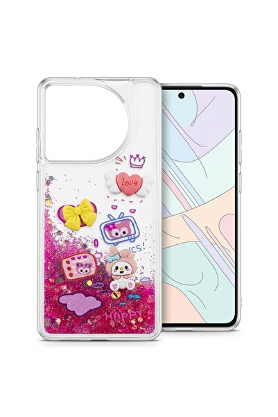 Nezih Case Tecno Camon 30 ile Uyumlu Sıvı Simli Akışkan Kabartma Figürlü Sili...