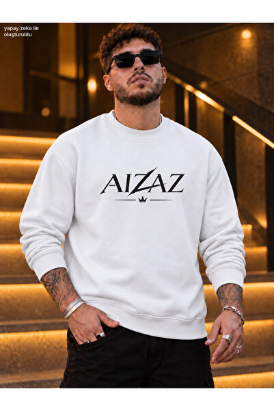 caddekombin Men's Aizaz Crown and Lightning Printed Crew Neck Casual Regular ...