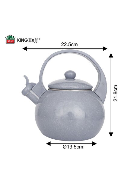 Kinghoff Fierbător emailat de 2L cu fluier KH-2079 gri