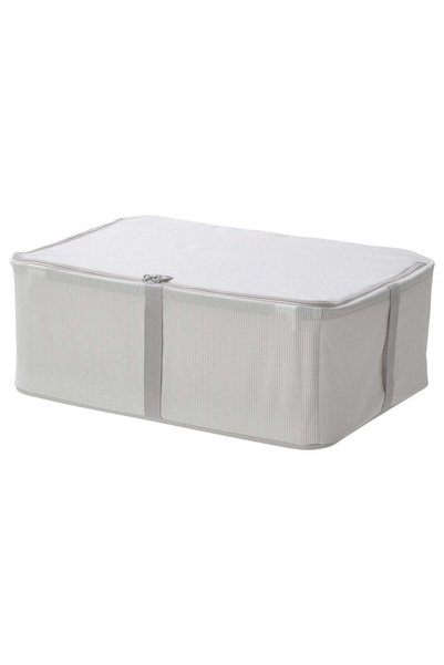 Generic Storage Case, Fabric Striped White/Grey, 34x51x19 cm