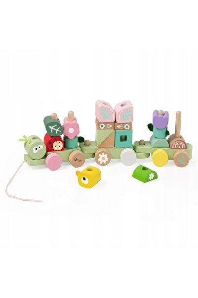 Classic World Puzzle din lemn Montessori cu trenuleț și omidă pentru copii