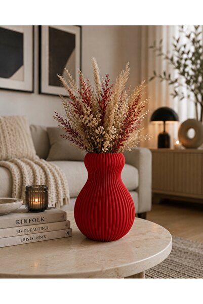 NO BRAND Vază decorativă 3D roșie, design modern, 20 cm