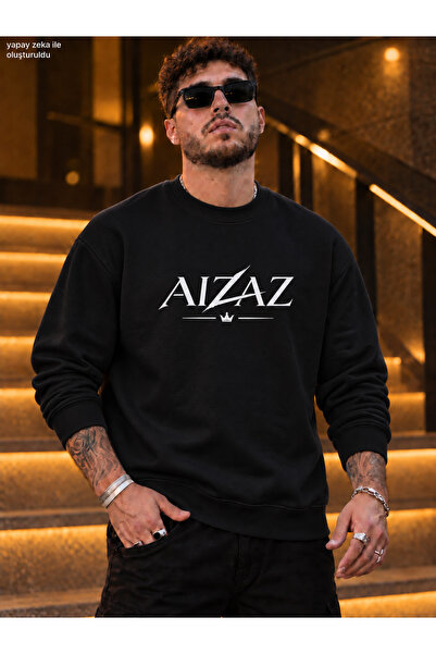 caddekombin Men's Aizaz Crown and Lightning Printed Crew Neck Casual Regular ...