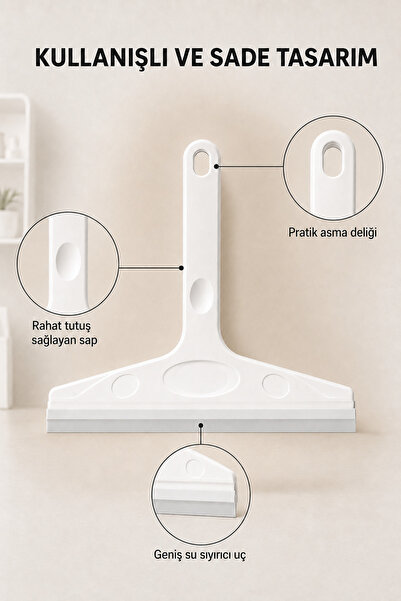 Alara Cam Çekpası Beyaz, Çekpas, Camsil, Çekçek, Tezgah Üstü Çekpası, Banyo Cam Silme, Yumuşak Silikonlu Camsil
