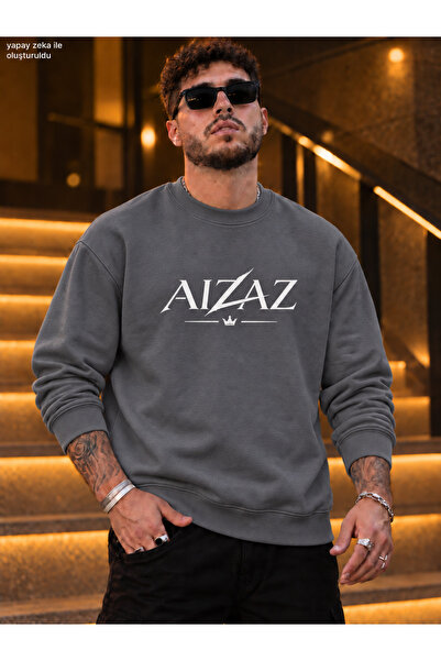caddekombin Men's Aizaz Crown and Lightning Printed Crew Neck Casual Regular ...