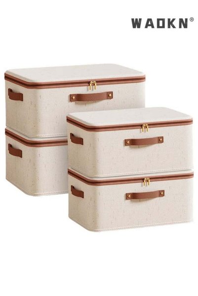 Generic 4 Pcs Storage Boxes Clothes Organizer with Lids, Foldable Storage Box...