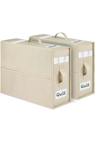 Generic 2Pack Sheet Organizers for Linen Closet, Bedding Storage Boxes with C...