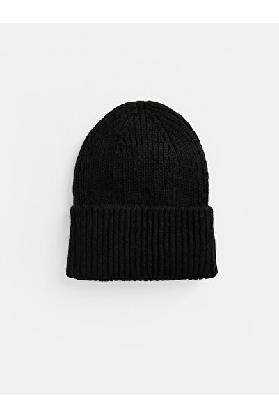 LC Waikiki Lcw Steps Black Knitwear Plain Women's Beanie with Nevavm Difference