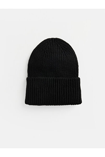 LC Waikiki Vizyon New Season Black Foldable Brimmed Knitwear Women's Beret