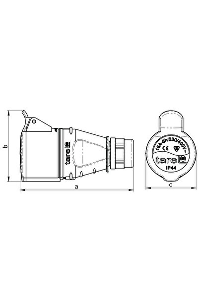 Tarel Priză portabilă izolată 32A 400V Roșu 3P+N+Z IP44 - EX-TGN-137