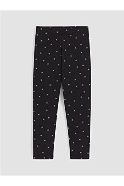 LC Waikiki Black Heart Patterned Girls' Tights