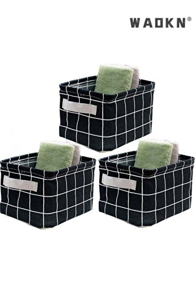 Generic 3 Packs Storage Basket Bins Canvas Mini Storage Cubes Storage Basket ...